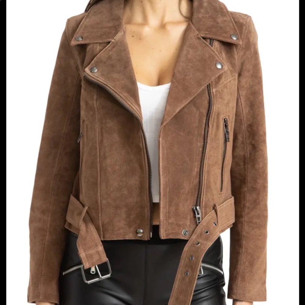 Blanknyc Faux Suede Tan Motorcycle jacket. size Medium